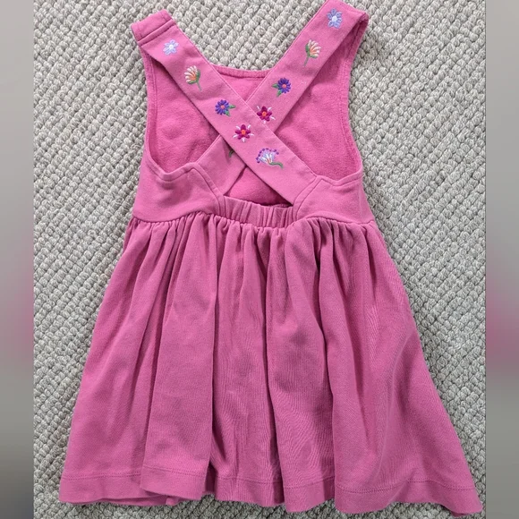 Mini Boden Pink Girls Crossback Dress with Floral Embroidery - Picture 2 of 5